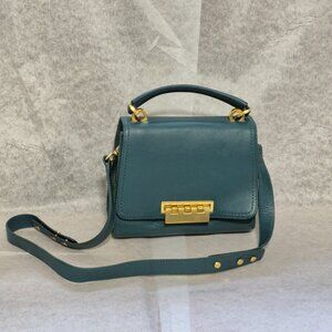ZAC Zac Posen Eartha Iconic Top Handle Bag Teal Green Leather Satchel/Crossbody